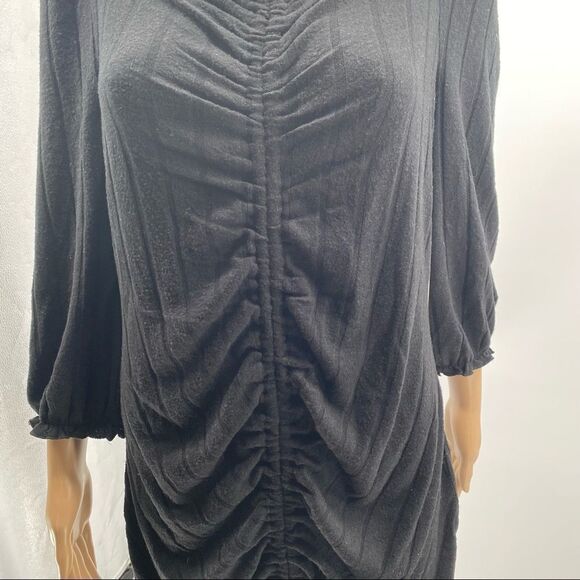 NWT Almost Famous Plus Size Comfy Ribbed & Ruched Dress or Tunic, Black, Size 2X - Picture 10 of 11